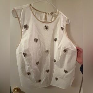 J. Crew Cream Embellished Blouse
